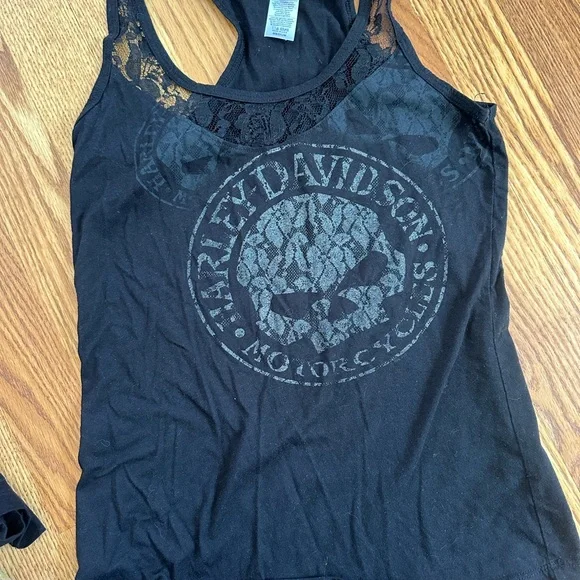Harley-Davidson Black Lace Tank Top and tee shirt - Picture 1 of 5
